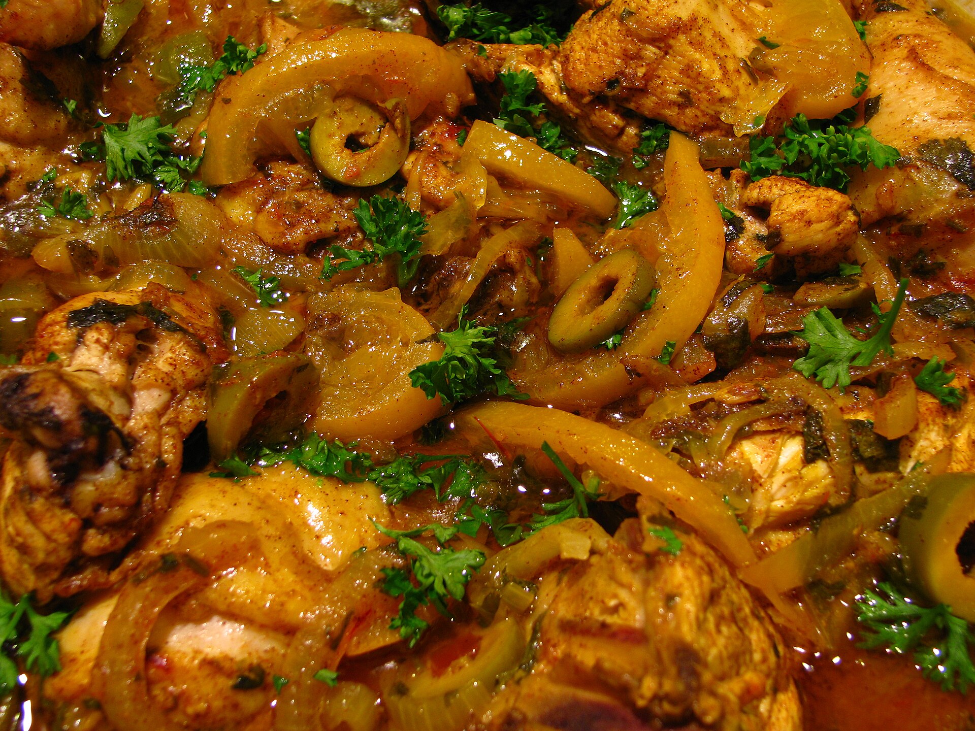 Close-up of a slow-cooked Moroccan tagine ready to share