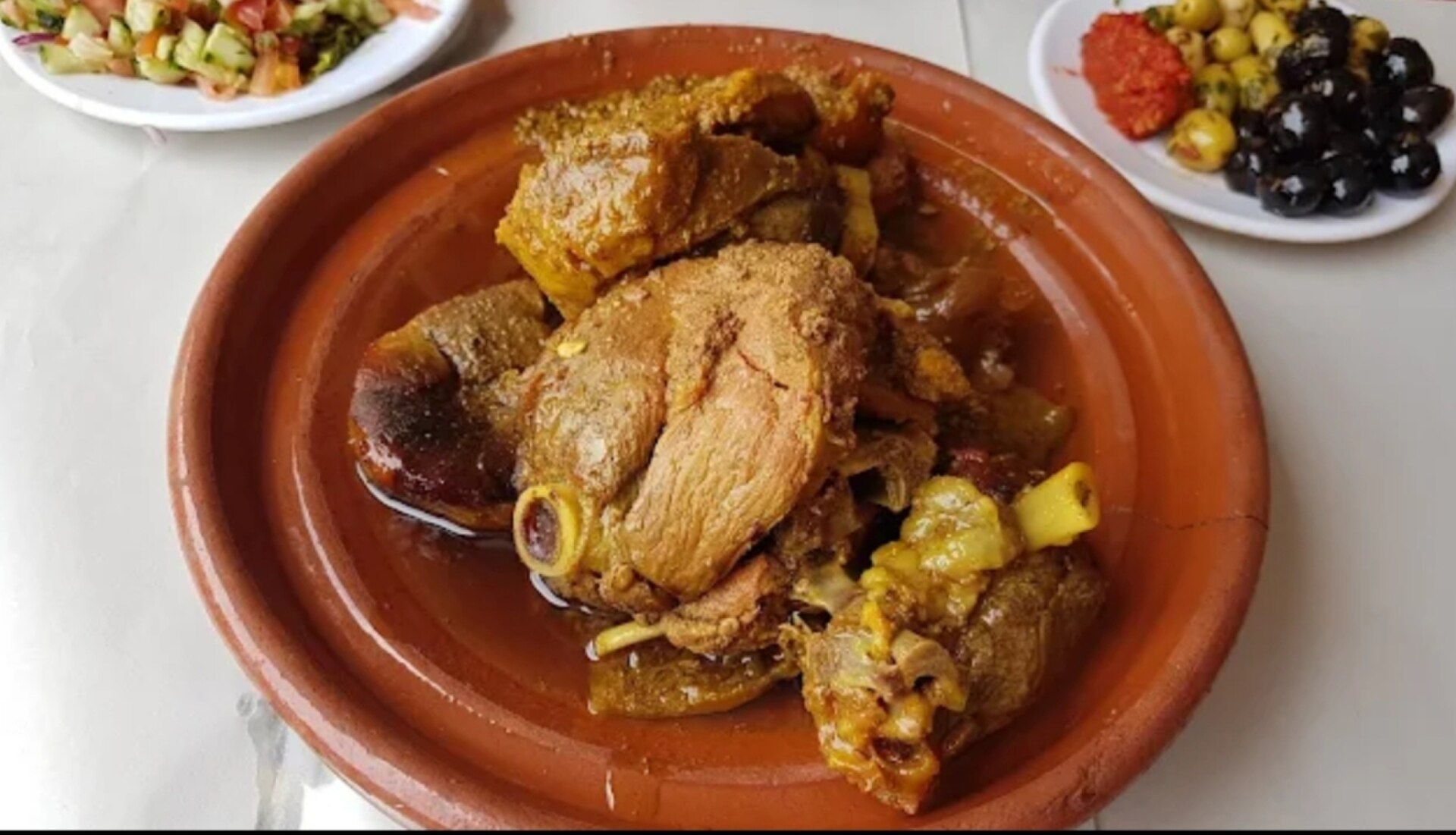 Traditional Moroccan tagine meal served for lunch