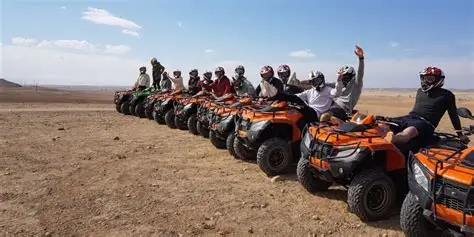 Line of quad bikes in the Agafay Desert